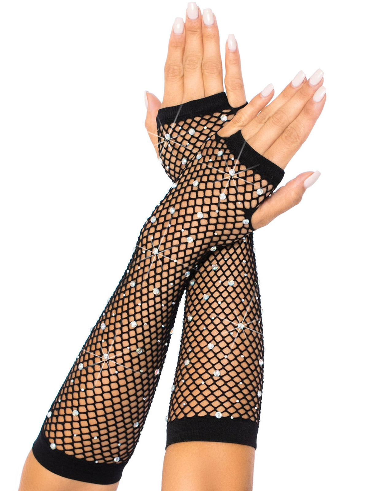 Rhinestone Fishnet Arm Warmers