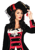 Women's Swashbuckler Hat with Lace Trim and Satin Bows