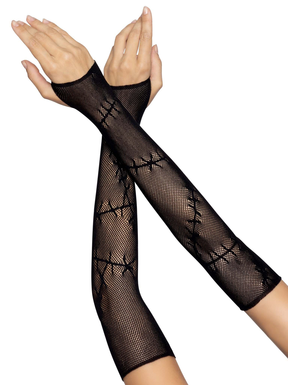 Stitched Up Fishnet Arm Warmers