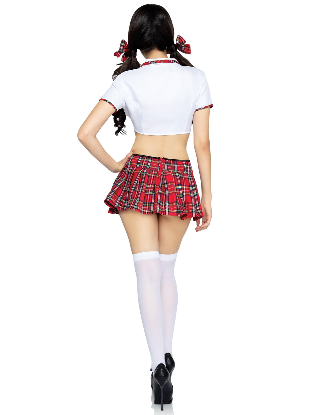 4 PC Miss Prep School, Includes Cropped Tie Top, Skirt, Tie, and Hair Bows