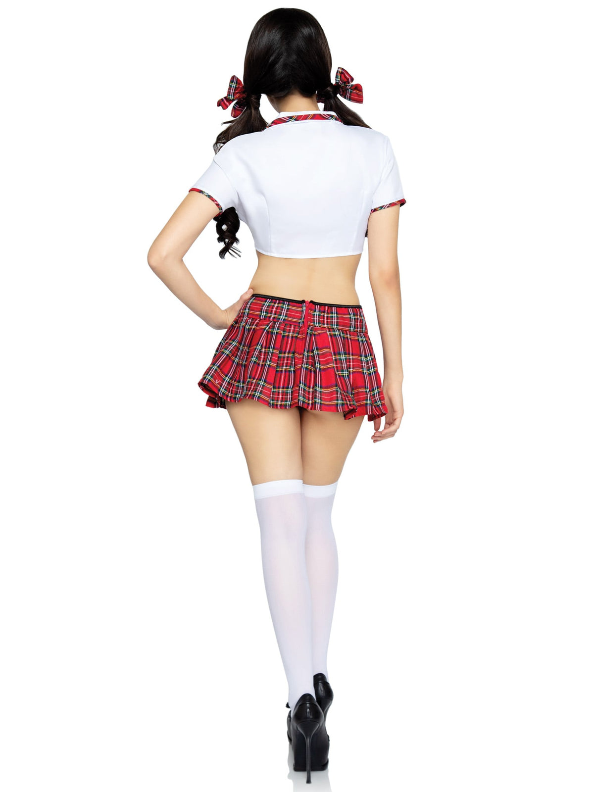 4 PC Miss Prep School, Includes Cropped Tie Top, Skirt, Tie, and Hair Bows