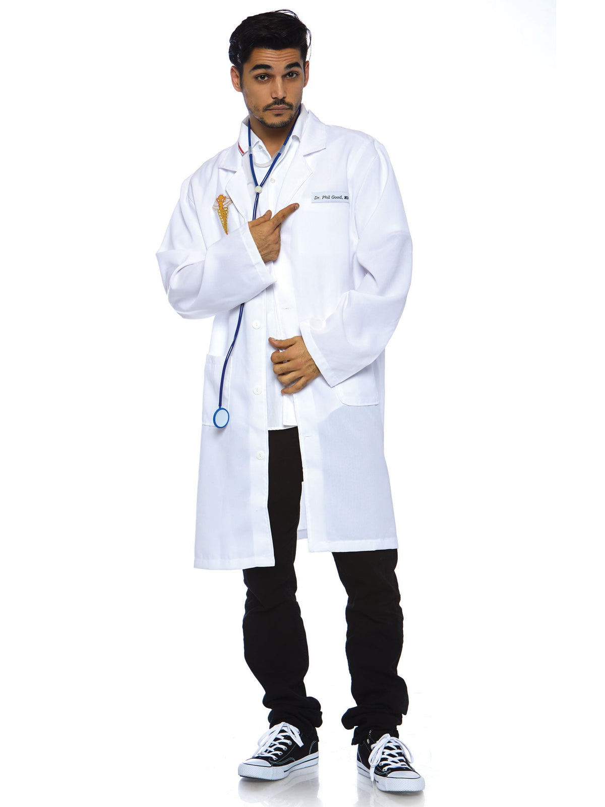 2 PC Dr Phil Good Costume, Includes Jacket with Embroidered Patch and Toy Stethoscope