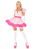 4 PC Pink Princess Costume, Includes Sequin Trimmed Dress, Pin-On Broach, Gloves, and Crown