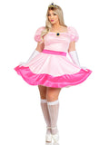 Plus Size 4 PC Pink Princess Costume, Includes Sequin Trimmed Dress, Pin-On Broach, Gloves, and Crown