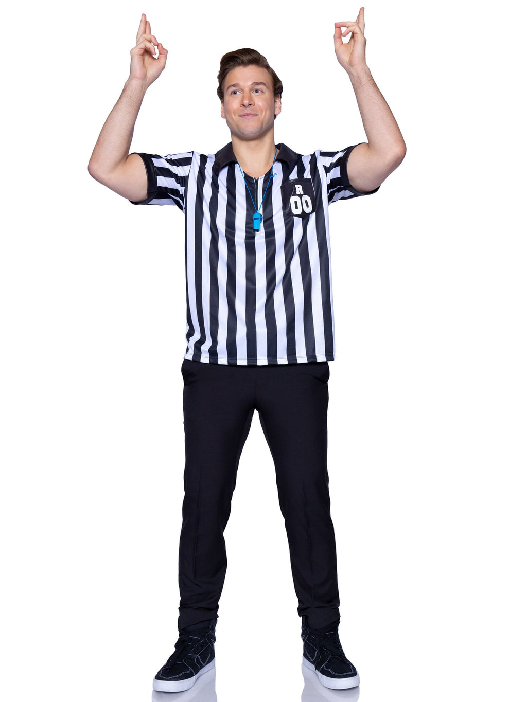 Men's 2 PC Ref Costume, Includes Shirt and Whistle