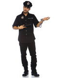 Men's 4 PC Cuff Em' Cop Costume, Includes Button Front Shirt, Hat, Baton, and Toy Handcuffs