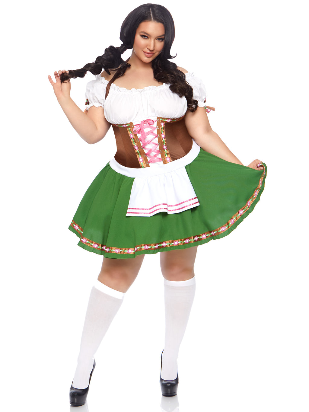 Plus Size 1 PC Gretchen Costume, Includes Peasant Top Dress with Satin Ribbon Trim