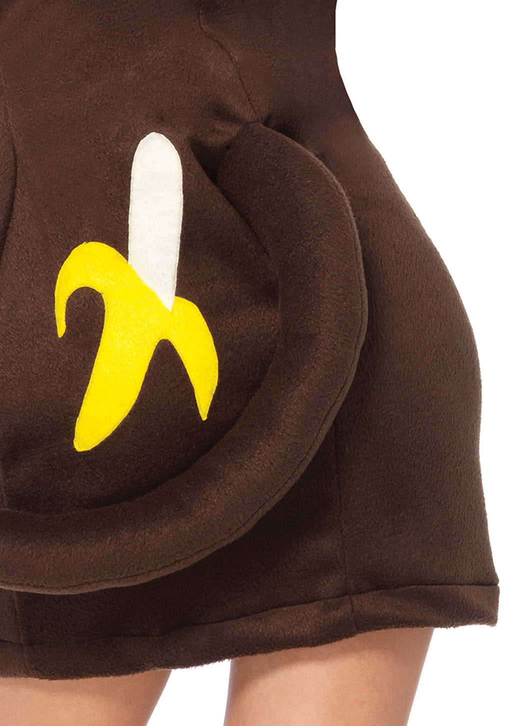 1 PC Cozy Monkey Costume, Includes Zipper Front Fleece Dress with Cheeky Banana Accent, Attached Long Curly Tail, and Funny Face Hood with Silly Ears