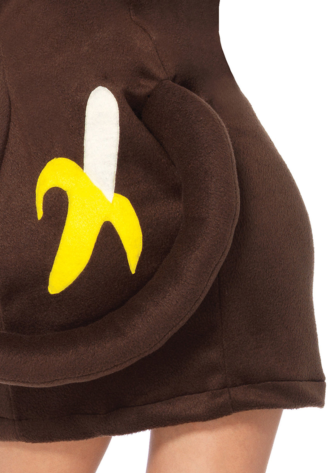 1 PC Cozy Monkey Costume, Includes Zipper Front Fleece Dress with Cheeky Banana Accent, Attached Long Curly Tail, and Funny Face Hood with Silly Ears