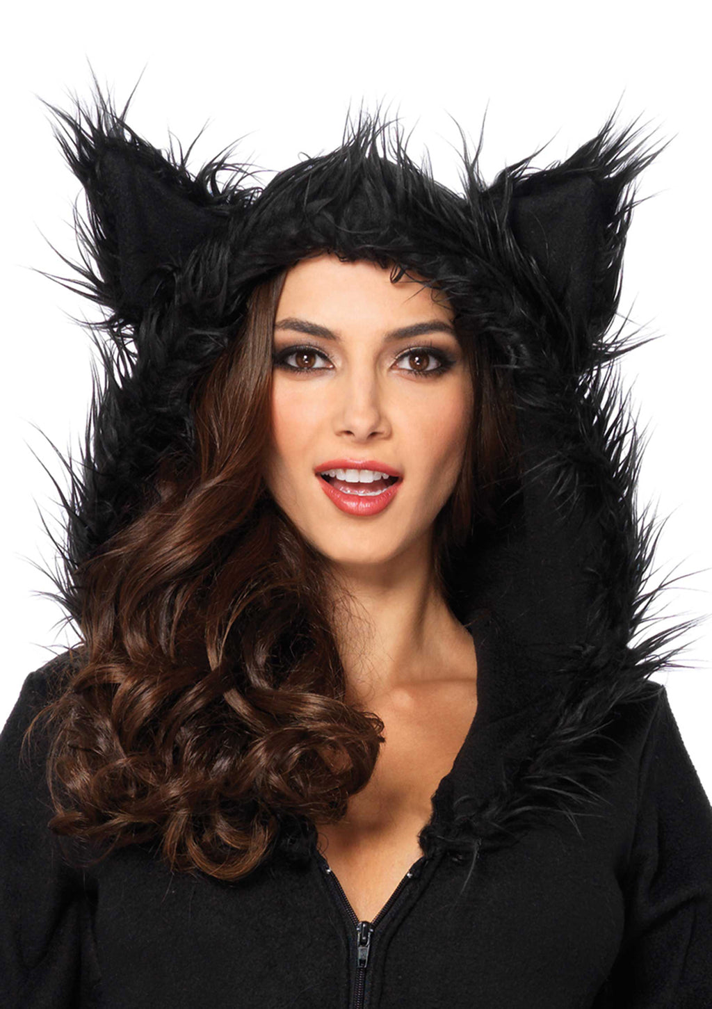 1 PC Cozy Bat Costume, Includes Zipper Front Fleece Dress with Awesome Bat Wing Sleeves and Furry Ear Hood