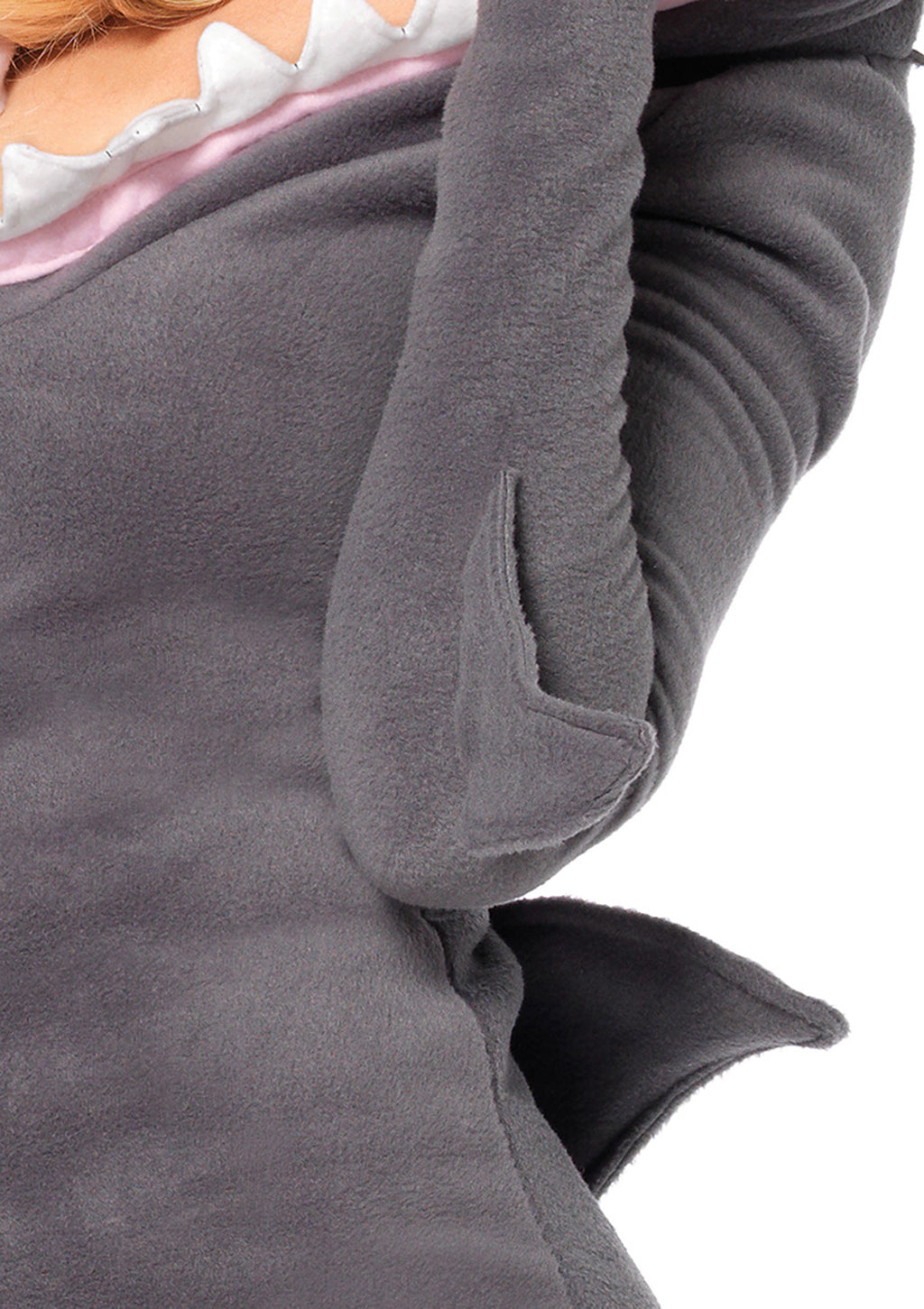 1 PC Cozy Shark Costume, Includes Zipper Front Fleece Dress with Shark Fin Detail and Shark Teeth Hood