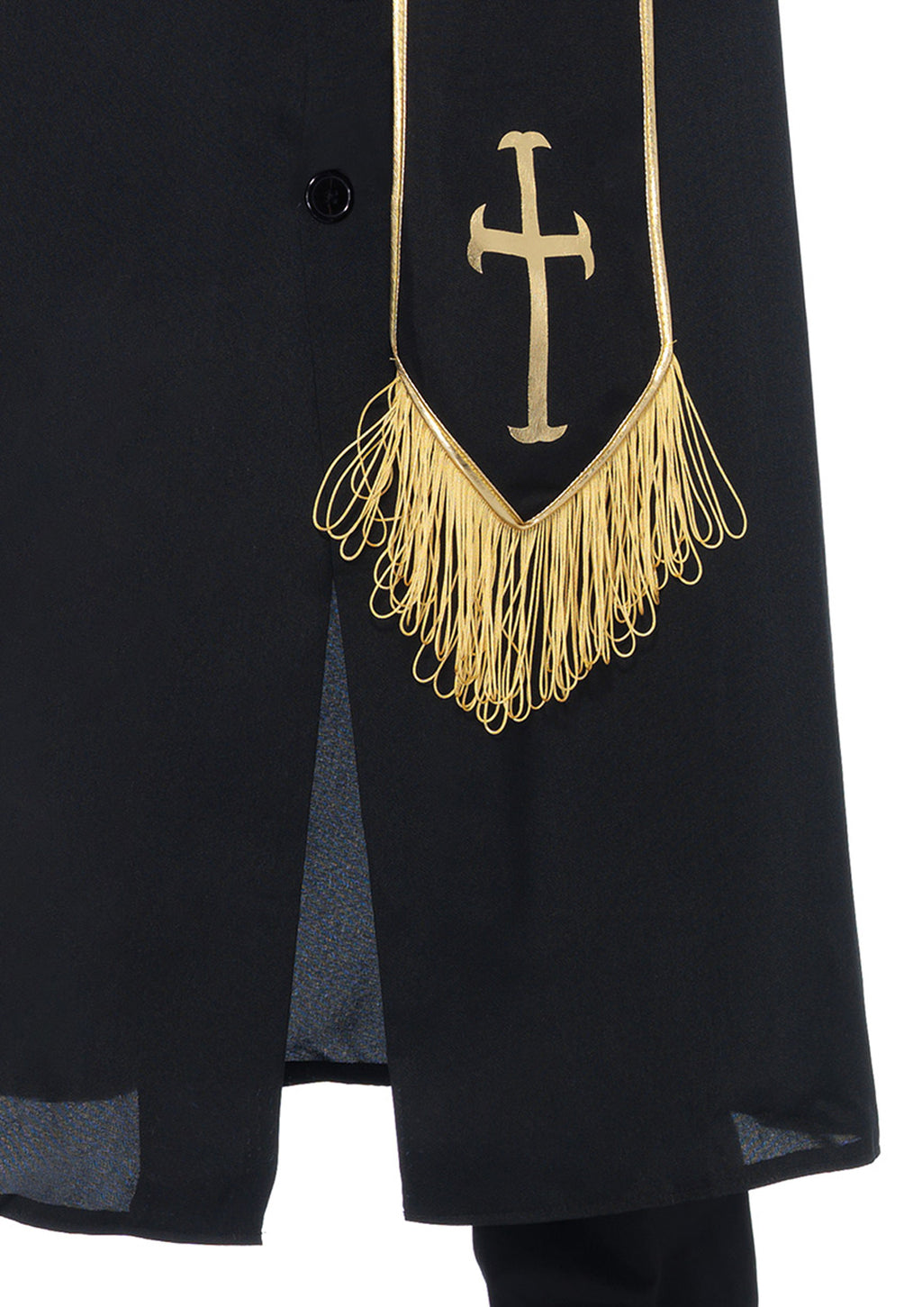 Men's 2 PC Priest Costume, Includes Robe with Attached Cape and Cross Belt