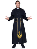 Men's 2 PC Priest Costume, Includes Robe with Attached Cape and Cross Belt