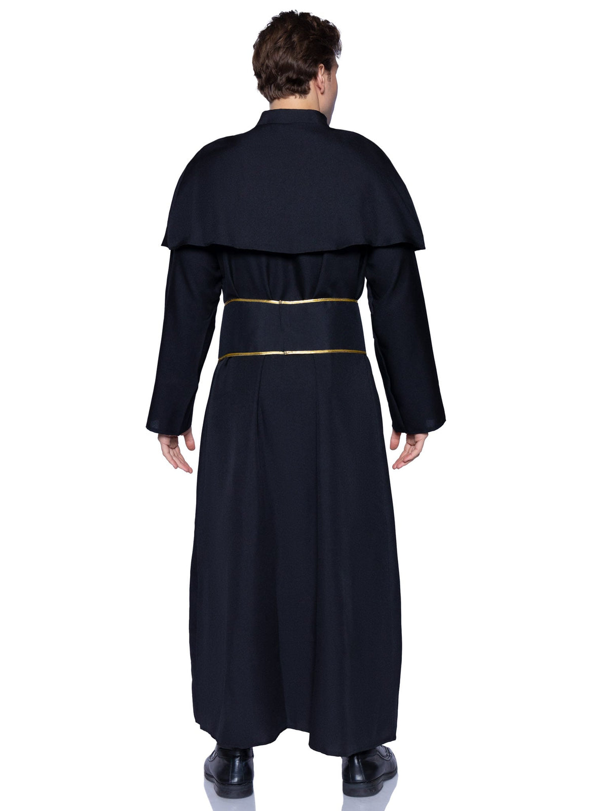 Men's 2 PC Priest Costume, Includes Robe with Attached Cape and Cross Belt