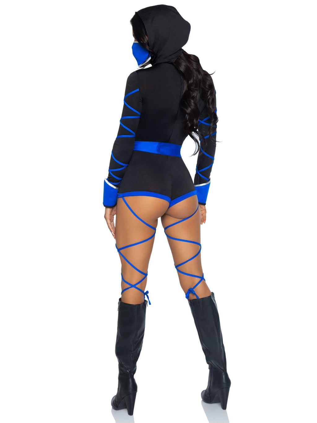 3 PC Dragon Ninja Costume, Includes Hooded Romper with Keyhole Cut-Out, Dragon Print Waist Sash, and Face Mask