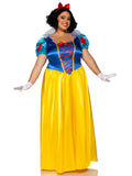 Plus Size 2 PC Classic Snow White Costume, Includes Long Dress with Lace Up Bodice Accent and Bow Headband