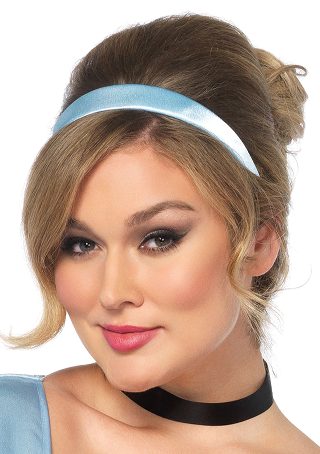 Plus Size 3 PC Classic Cinderella Costume, Includes Long Satin Ball Gown with Glitter Tulle Accents, Satin Choker, and Headband