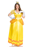 Plus Size 3 PC Classic Sunflower Princess Costume, Includes Long Satin Gown with Iridescent Glitter Tulle Pannier Accents, Petticoat, and Crown Headband
