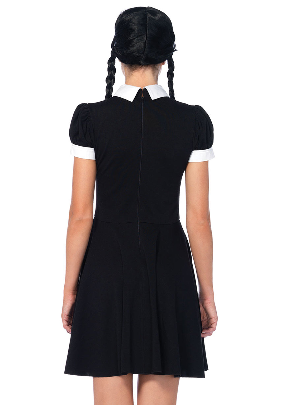 2 PC Gothic Darling Costume, Includes Classic Collared Dress and Braided Wig with Satin Hair Bows
