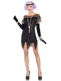 2 PC Foxtrot Flirt Costume, Includes Fringe Trimmed Sequin Dress with Zigzag Hem and Sequin Headband