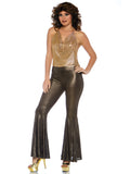 2 PC Disco Diva Costume, Includes Backless Draped Chain Top and Shimmer Bell Bottom Pants