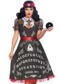 2 PC Spooky Board Beauty Costume, Includes Deluxe Cotton Swing Dress with Elaborate Printed Board Detail and Hand Collar Detail, Ribbon Tie Back, and All Seeing Eye Headband