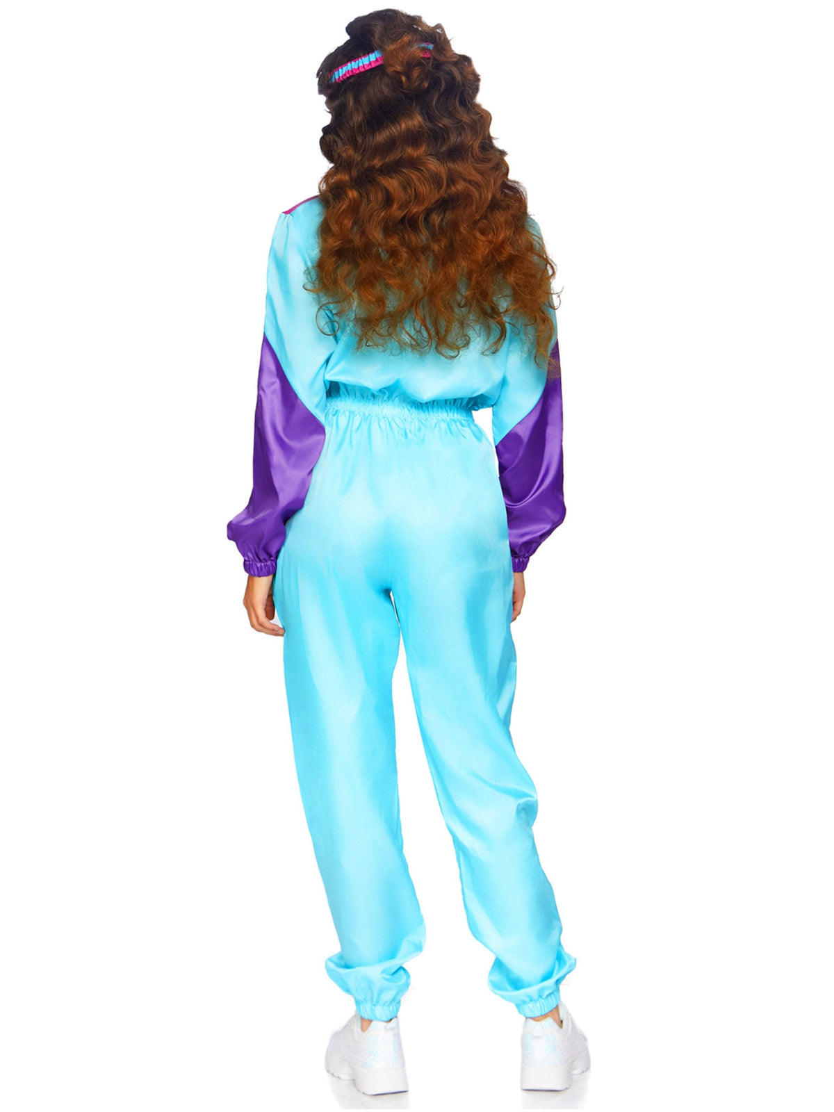 2 PC Awesome 80s Track Suit Costume, Includes Zip-Up Jumpsuit and Matching Headband