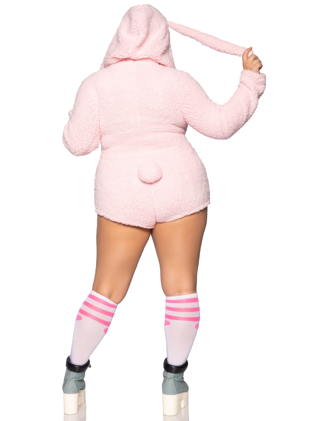 Plus Size 1 PC Cuddle Bunny Costume, Includes Ultra Soft Zip-Up Teddy with Bunny Ear Hood and Cute Bunny Tail