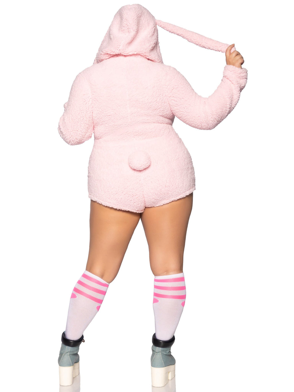 Plus Size 1 PC Cuddle Bunny Costume, Includes Ultra Soft Zip-Up Teddy with Bunny Ear Hood and Cute Bunny Tail