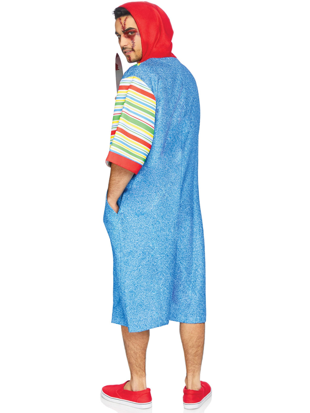 Men's 1 PC Creepy Killer Costume, Includes Printed Hooded Jumpsuit with Pockets and Double Sided Zipper