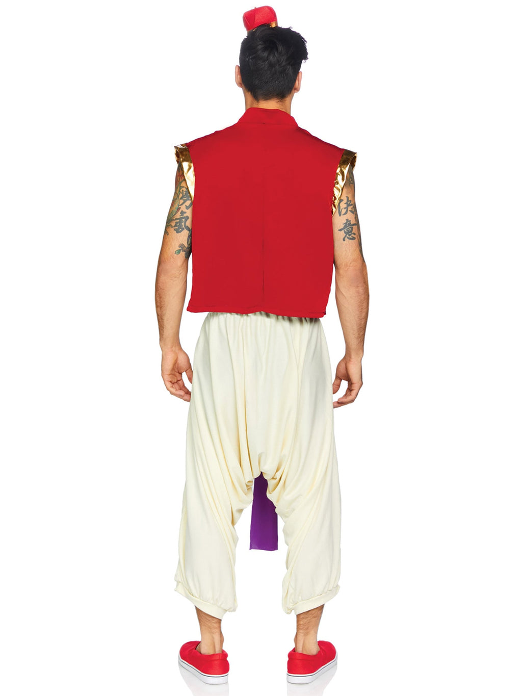 Men's 3 PC Desert Prince Costume, Includes Ornate Vest, Harem Pants with Attached Sash, and Fez Hat