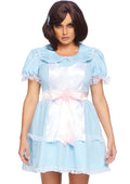 2 PC Creepy Sibling Costume, Includes Dotted Dress with Attached Satin Bow Sash and Flower Hair Clip