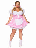 Plus Size Gingham Dress with Lace Up Front and Attached Apron