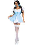 Gingham Dress with Lace Up Front and Split Skirt Accent