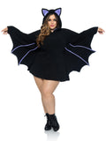 Plus Size 1 PC Moonlight Bat Costume, Includes Ultra-Soft Dress with Wing Sleeves and Ear Hood