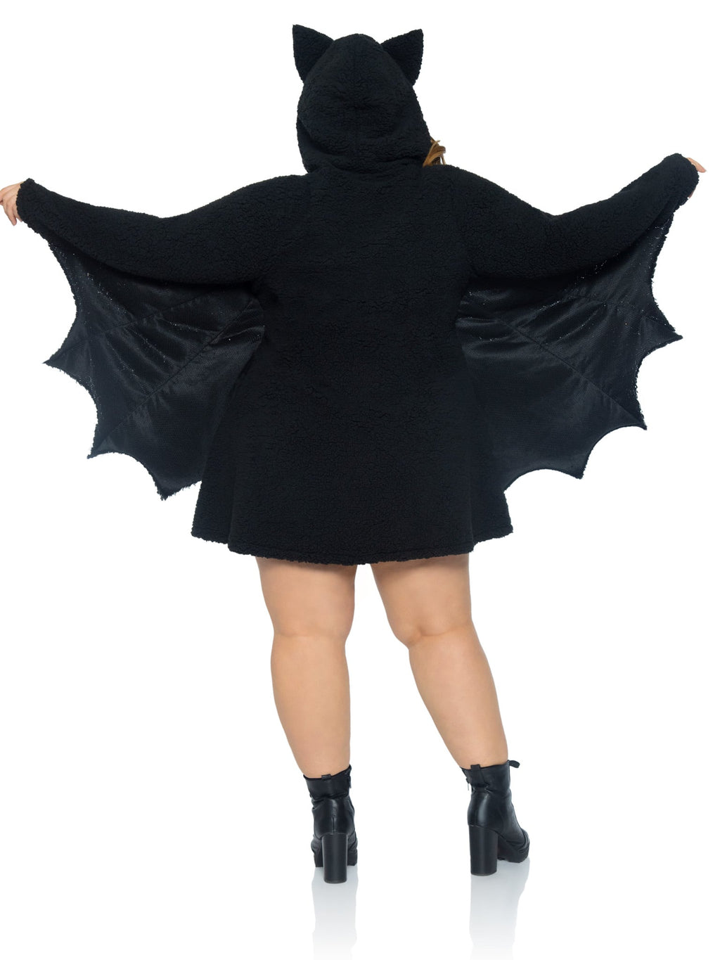 Plus Size 1 PC Moonlight Bat Costume, Includes Ultra-Soft Dress with Wing Sleeves and Ear Hood