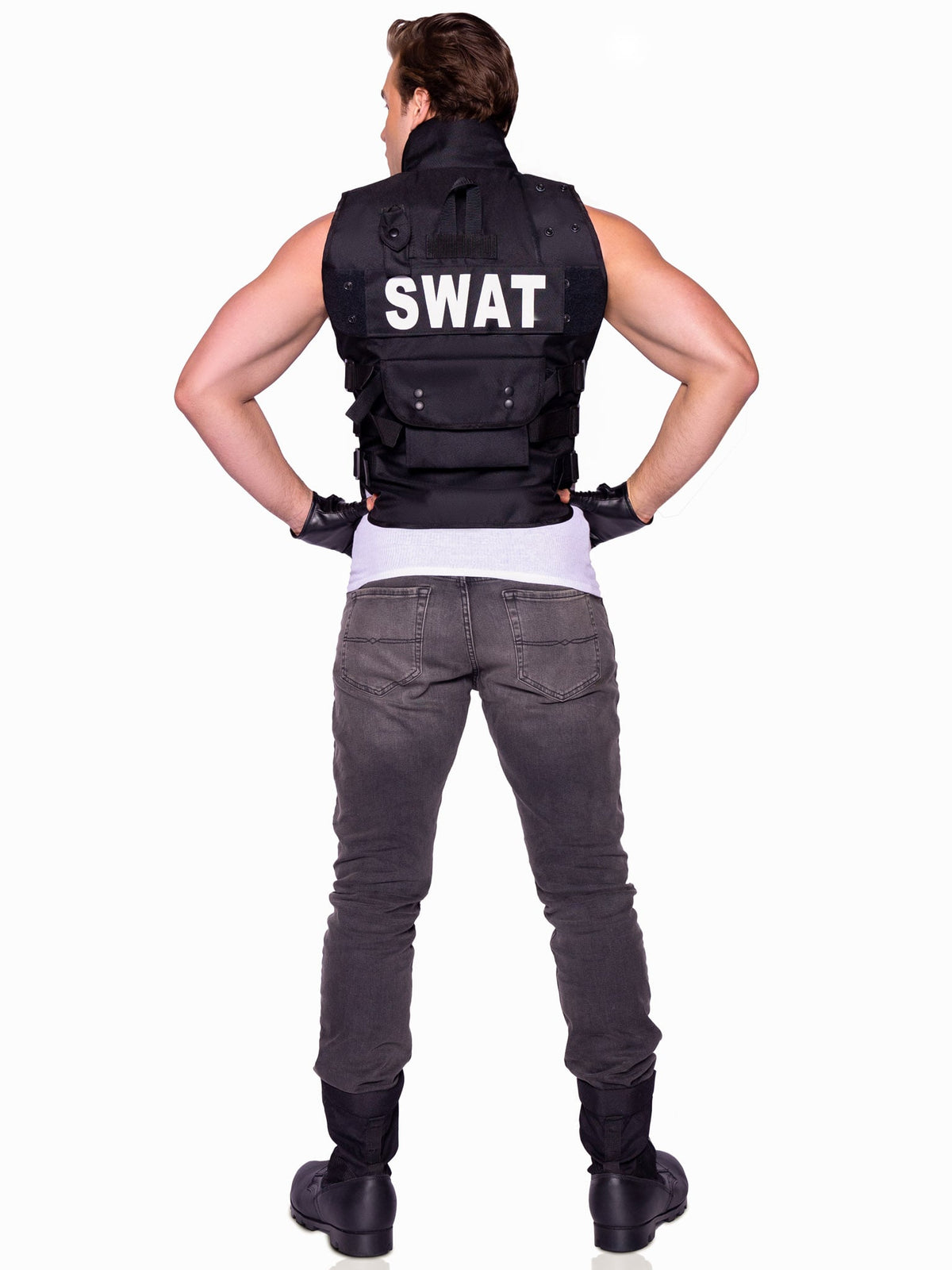 Men's 2 PC SWAT Commander Costume, Includes Utility Vest and Gloves