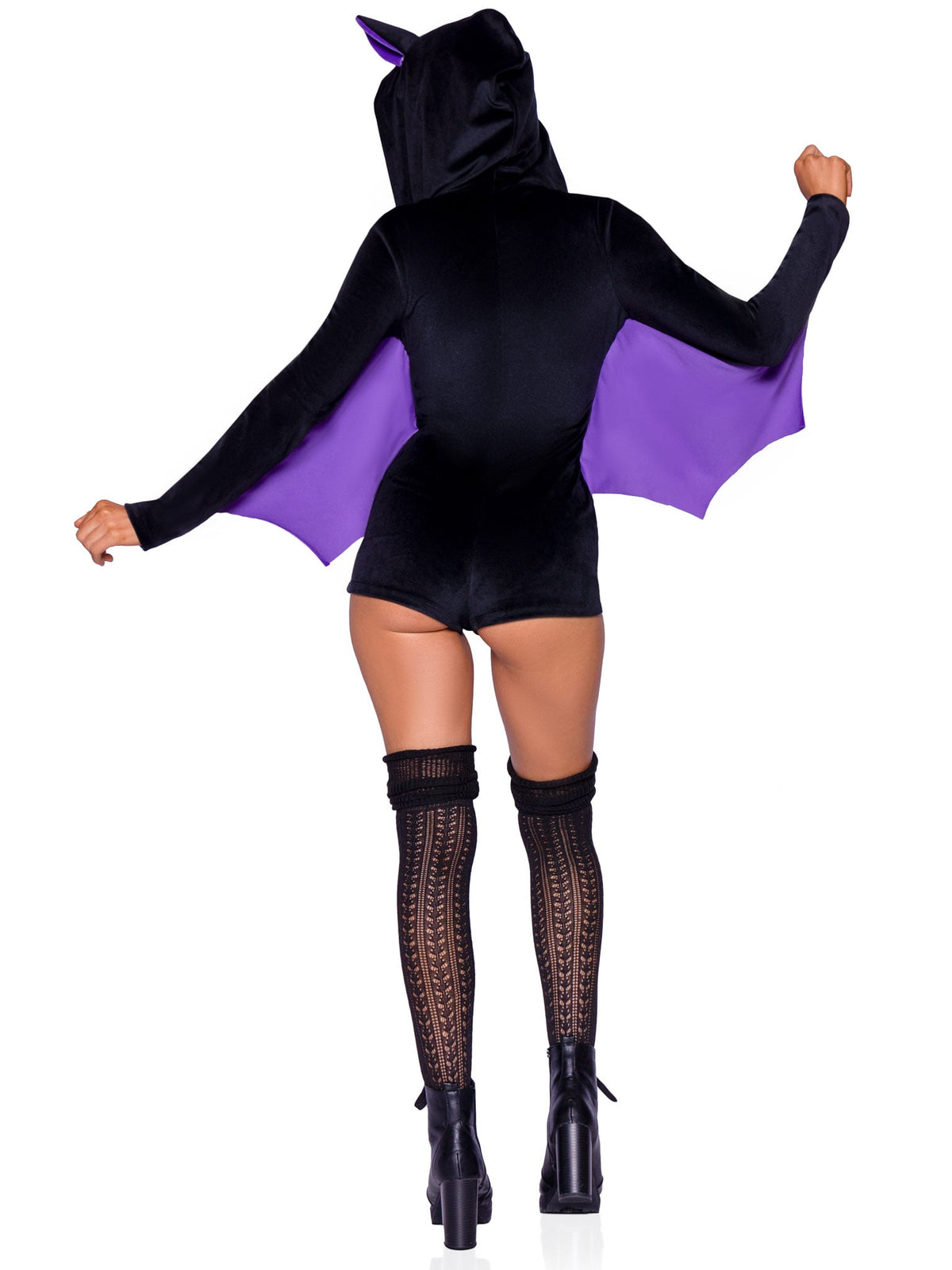 1 PC Comfy Bat Costume, Includes Ultra-Soft Velvet Plush Zip Up Romper with Wing Sleeve and Ear Hood