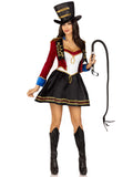 2 PC Classic Ringmaster Costume, Includes Sequin Trimmed Satin Dress with Embroidered Tailcoat and Top Hat