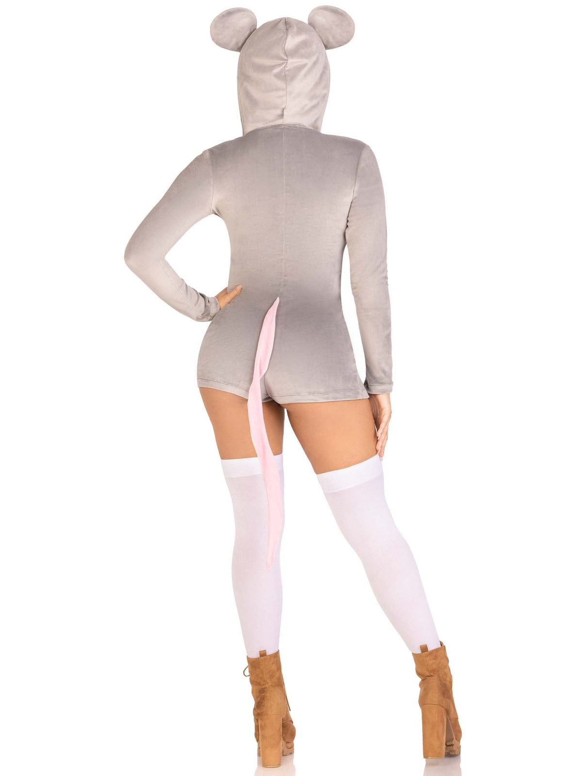 1 PC Comfy Mouse Costume, Includes Ultra-Soft Velvet Plush Zip Up Romper with Cheese Zipper Pull, Tail, And Ear Hood