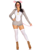 1 PC Comfy Mouse Costume, Includes Ultra-Soft Velvet Plush Zip Up Romper with Cheese Zipper Pull, Tail, And Ear Hood