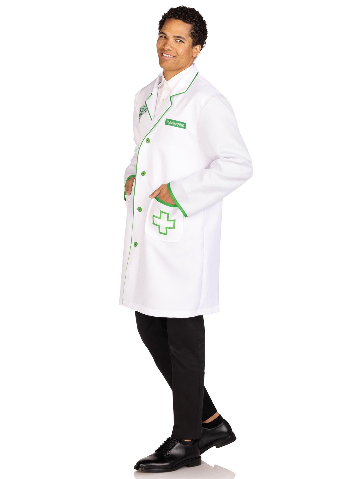 Men's 1 PC Dr. Graham O'Hash Costume, Includes Lab Coat with Pockets and Embroidered Badges