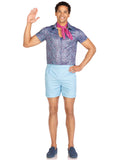 Men's 3 PC Mr Malibu Costume, Includes Button Up Leopard Print Shirt, Elastic Waist Shorts with Pockets, and Neck Scarf
