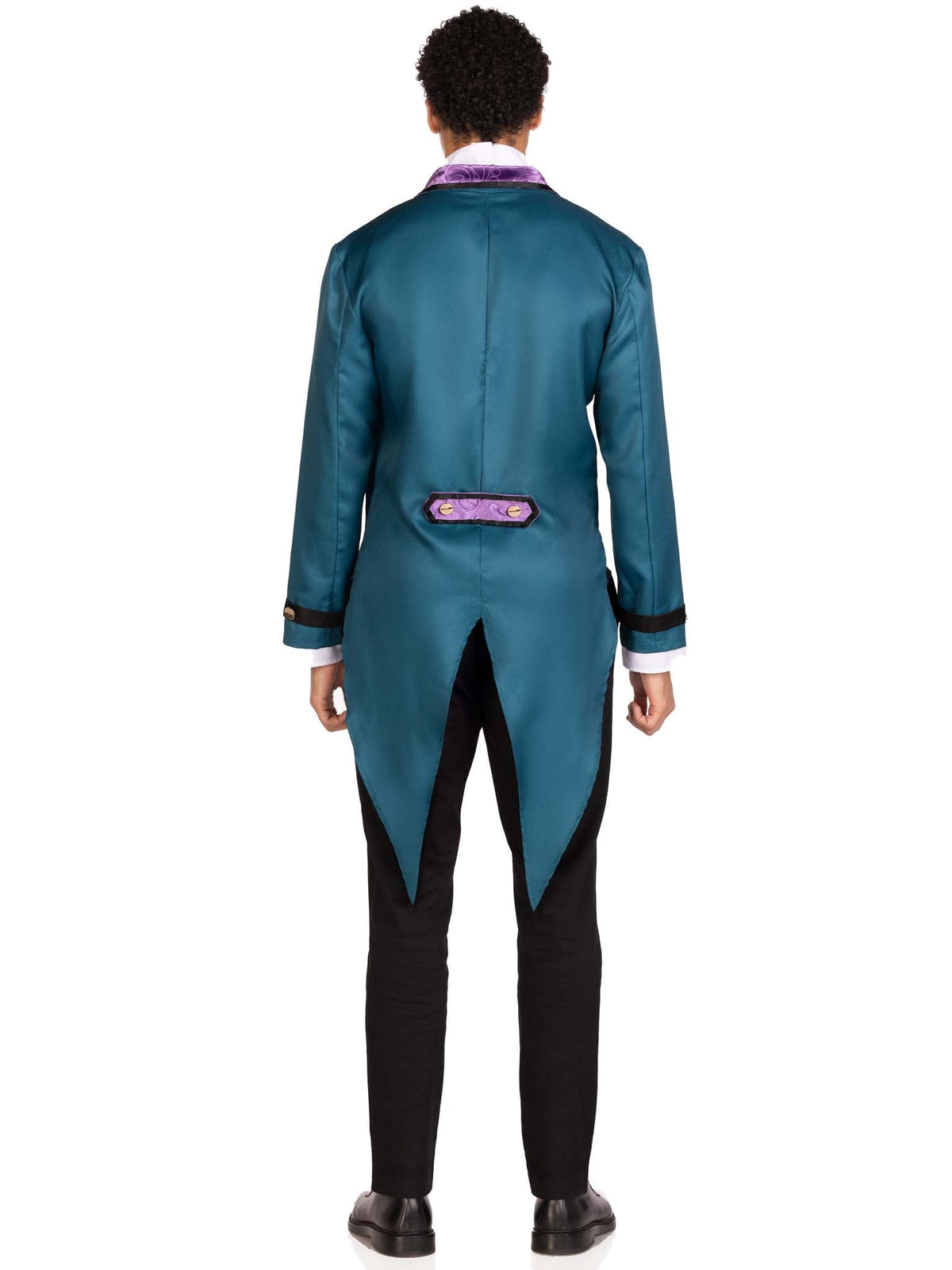 Men's 2 PC Victorian Butler Costume, Includes Striped Vest and Jacket Combo with Velvet Lapels and Dickey with Batwing Bow Tie