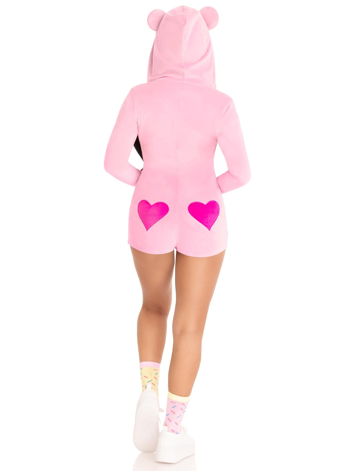 1 PC Sweetheart Bear Costume, Includes Ultra-Soft Velvet Plush Zip Up Romper with Heart Accents