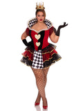 Plus Size 2 PC Queen of Hearts Costume, Includes Tiered Dress with Stay-Up Collar, Built-In Petticoat, and Crown