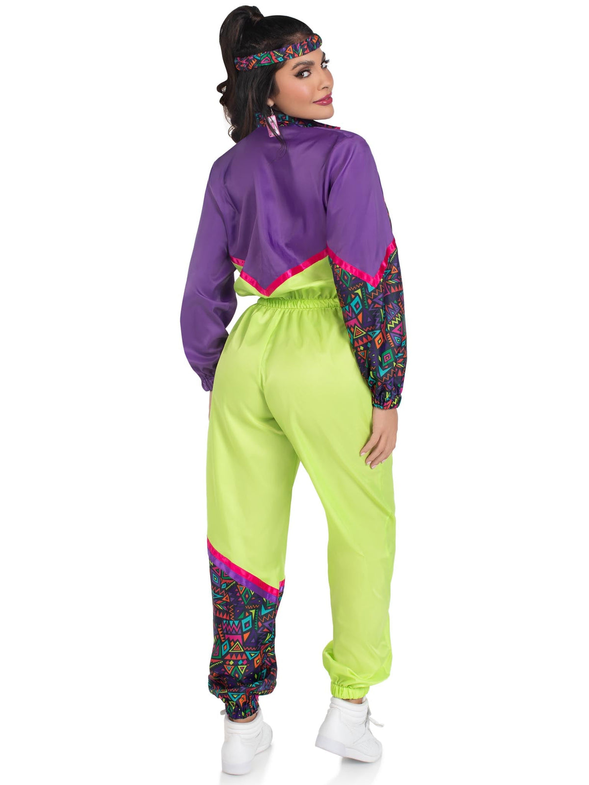 2 PC Rad 80s Tracksuit Costume, Includes Zip-Up Tracksuit and Headband