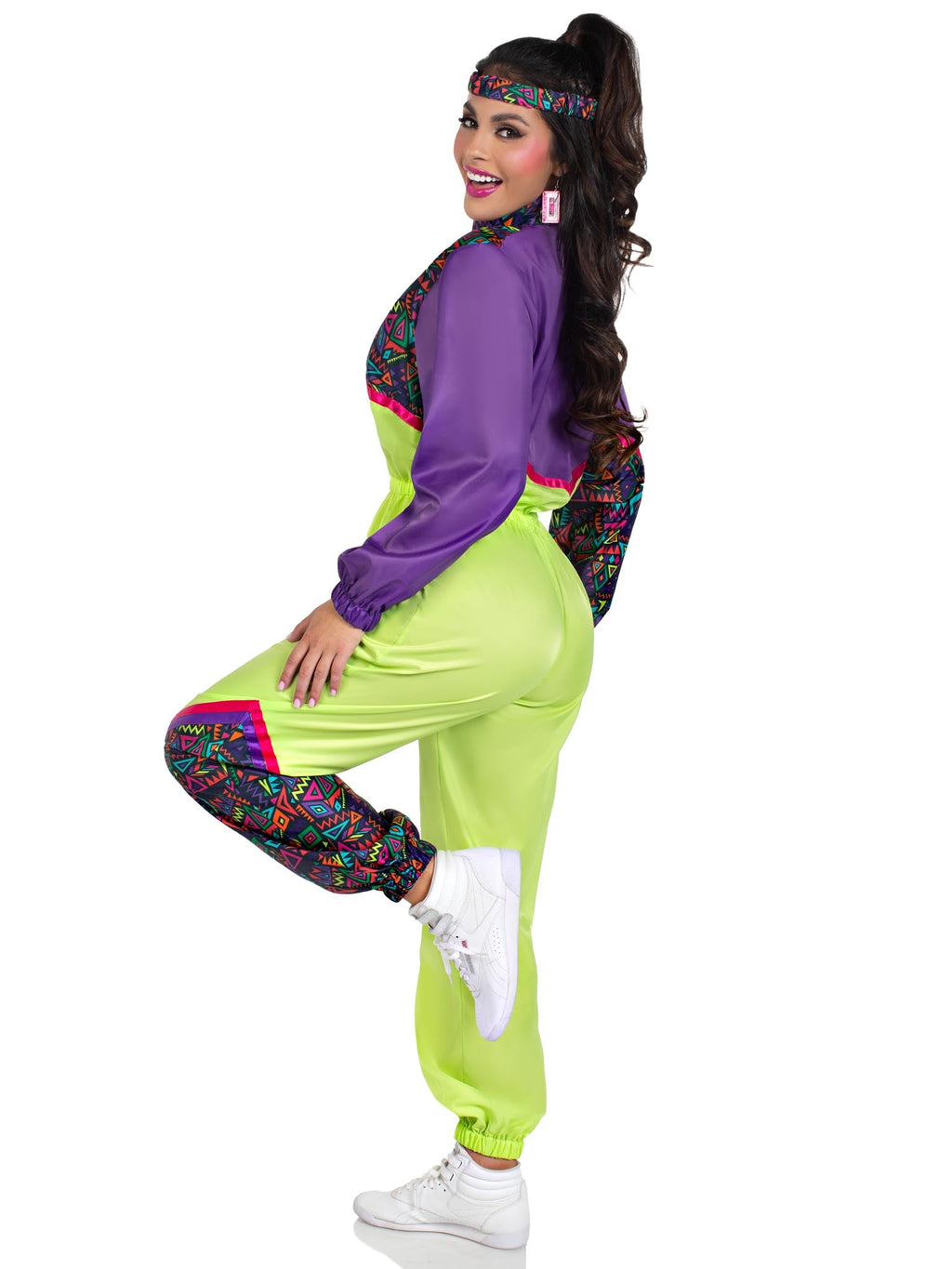 2 PC Rad 80s Tracksuit Costume, Includes Zip-Up Tracksuit and Headband