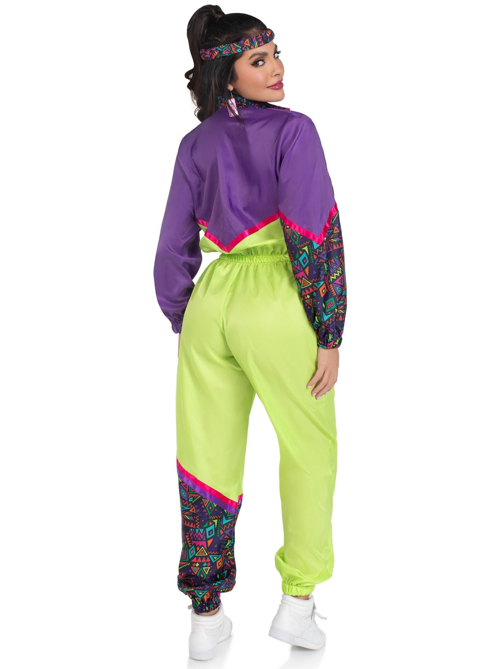 2 PC Rad 80s Tracksuit Costume, Includes Zip-Up Tracksuit and Headband