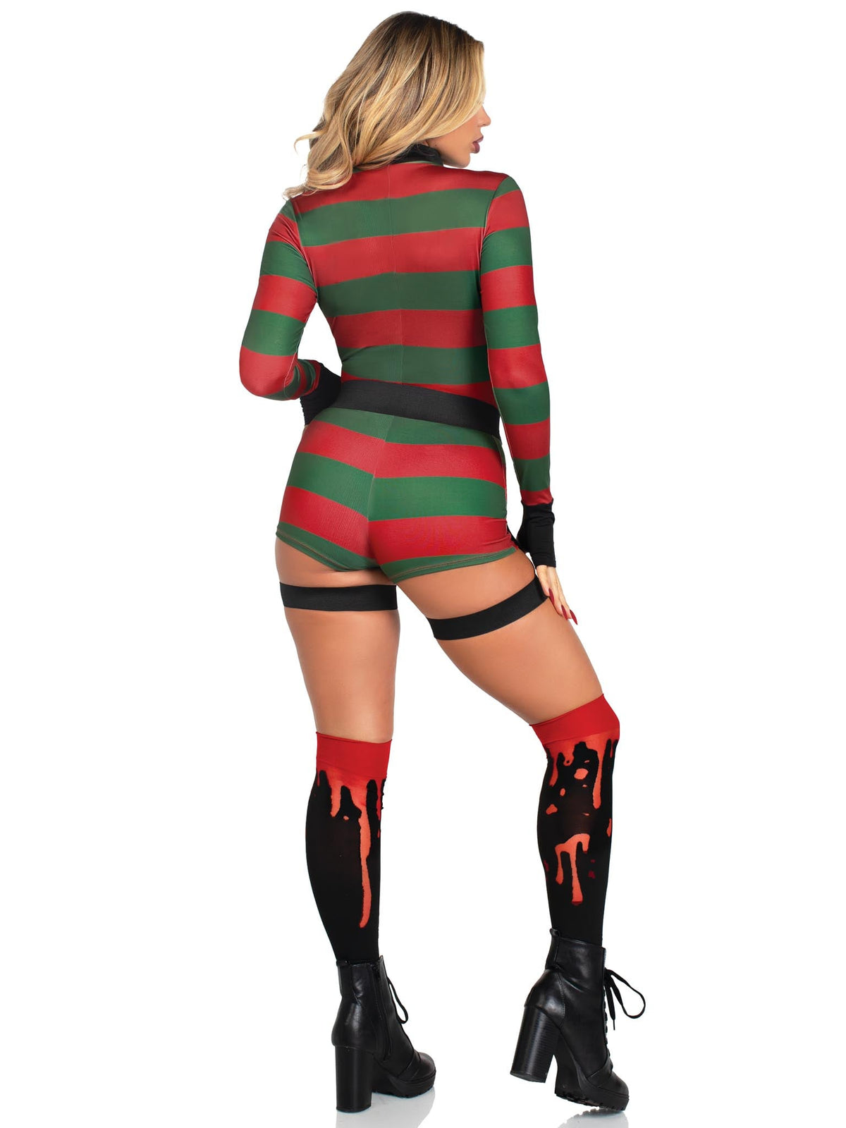 2 PC Dream Killer Costume, Includes Gloved High Neck Romper and Belt Harness